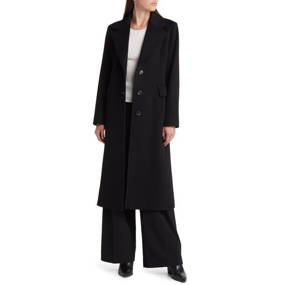 🆕 FLEURETTE Holland Italian Wool Longline Coat Black 12 Soft - Picture 4 of 16